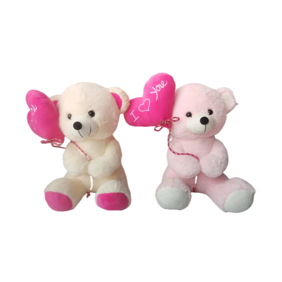 High Quality Soft Animals Plush Stuffed Bear Holding a Heart Toy Valentine Teddy With Red