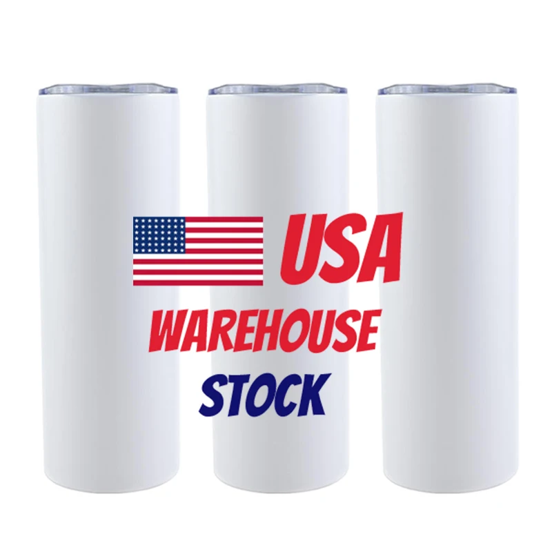 US warehouse Matte White 20 oz Stainless Steel heat Transfer Printing Tumbler Double Wall Insulated straight Sublimation Tumbler