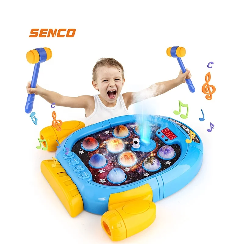 Interactive Whack A Mole Game Electric Cartoon Space Theme Game Toy Early Educational Toy Toddler Play Hammering Pounding Toy