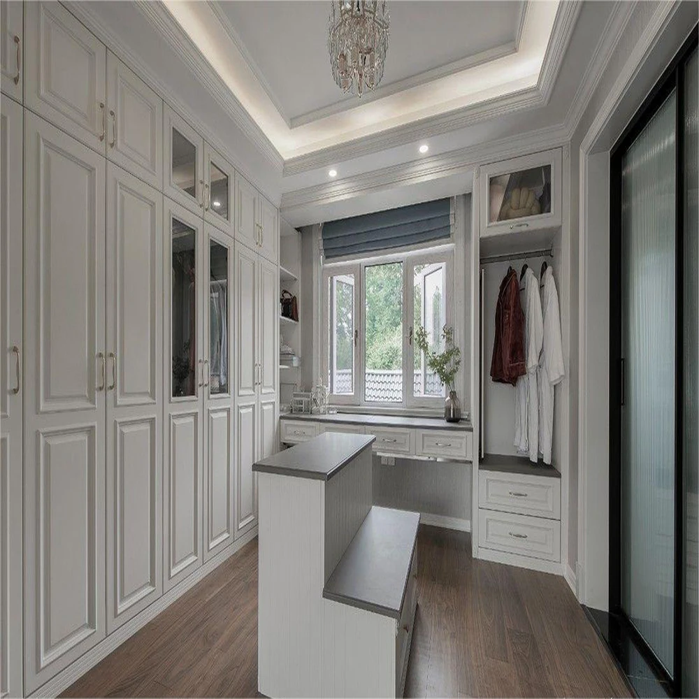 PA Bedroom Furniture Modern Design Glass Door WoodenCloset Storage  Island Closet Bedroom Furniture  Wardrobe Walk In Closet