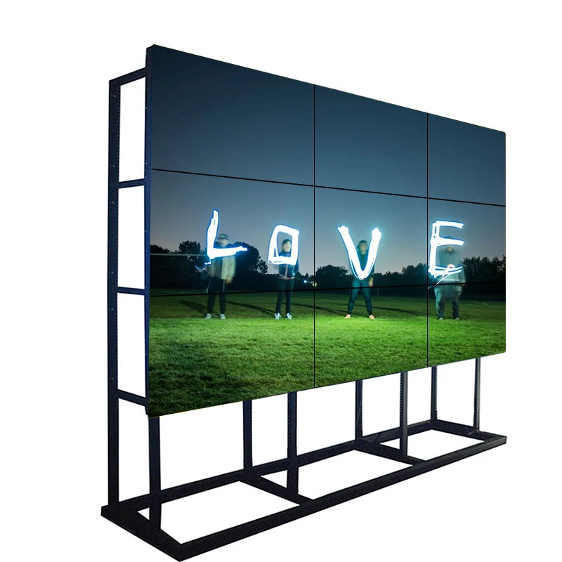 3x3 Lcd Floor Stand Video Wall Screen Transparent Lcd Display Indoor RS232 SDK Video Wall Tv Processor PVD 500 Cd/m2, 450cd/m2
