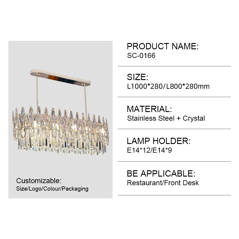 Modern Style Used In Living Room Bedroom crystal pendant lights Stainless Steel Golden Luster Suspended Crystal Chandeliers