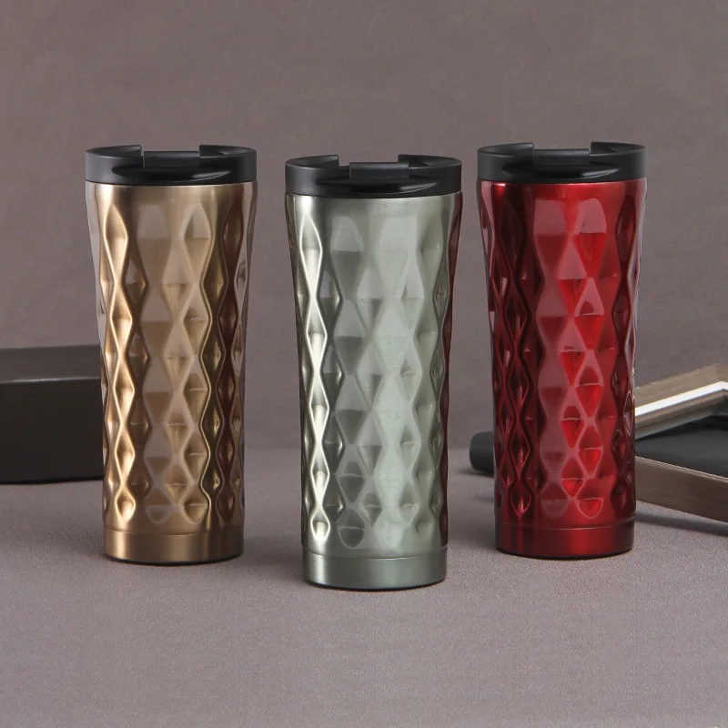 Double-Layer Creative Stainless Steel Water Bottle With Direct Drinking Car Air Freshener Water Bottle Transparent