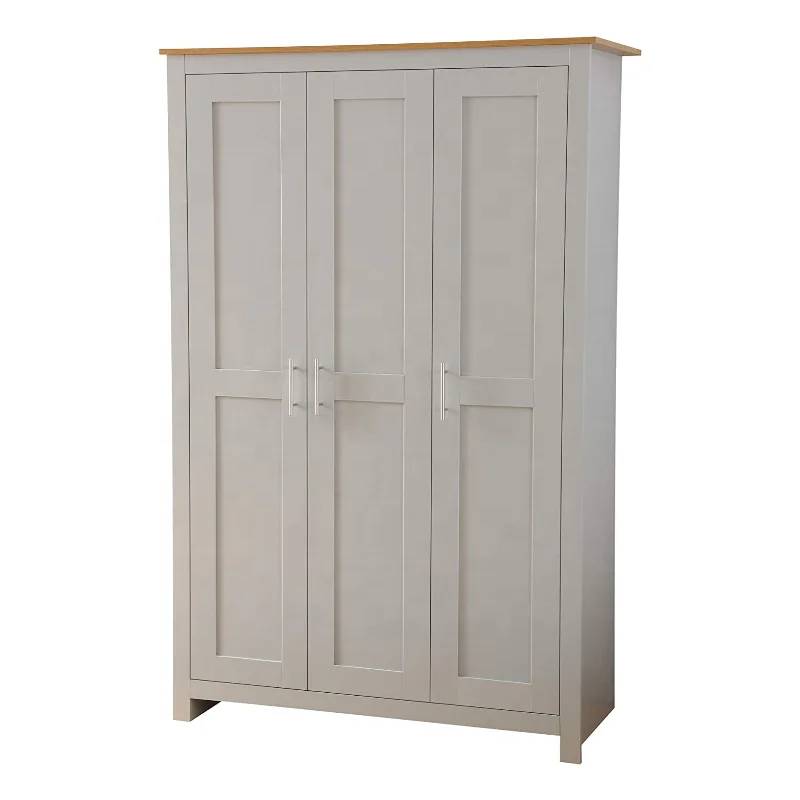 GREY with Oak 3 Piece Bedroom Furniture Set Chest Bedside 3 door wardrobe set Soft Close Wardrobe