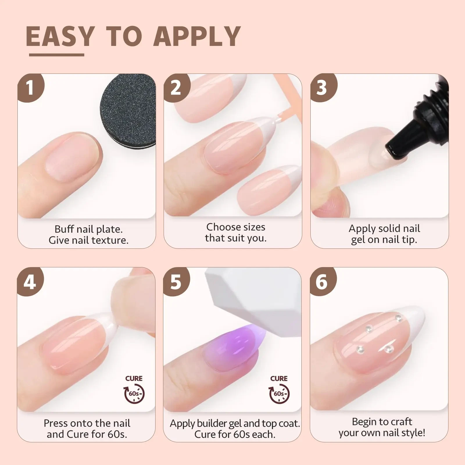 X-Coat Tips 150PCS 5 Colors French Tip Press On Nails Square Full Cover Artificial Finger Nails Tips For Manicure