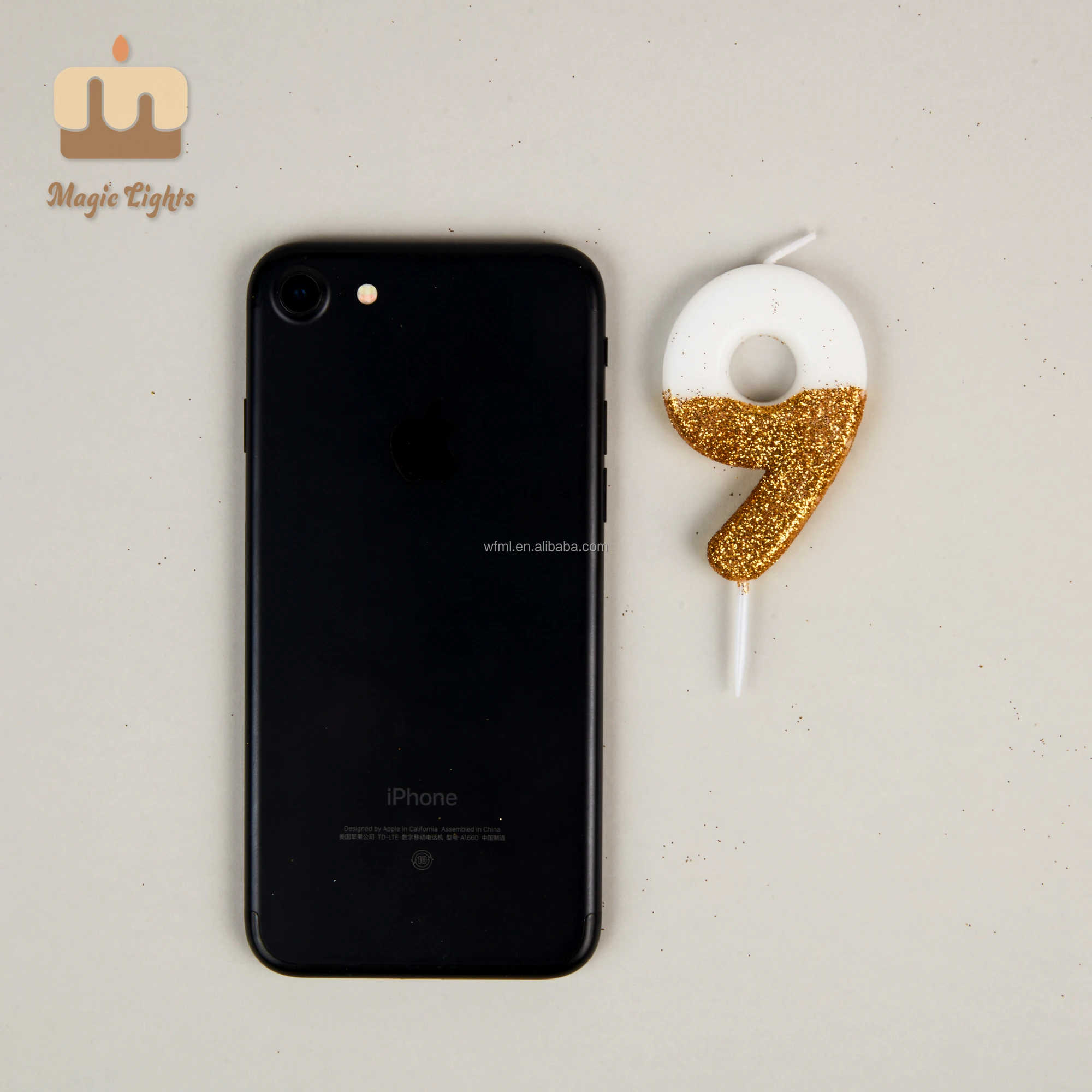 Lovely White and Gold Glitter Birthday Cake Number Candle for Kids Birthday Party