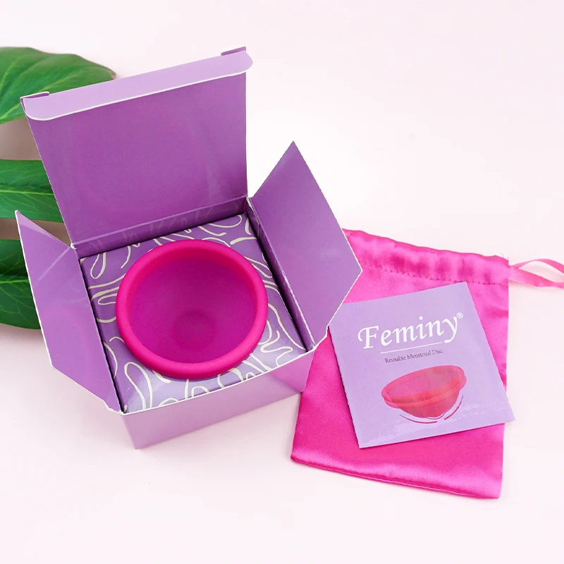 Wholesale Medical Grade Silicone Menstrual Disc Reusable Feminy Menstrual Disc With Box