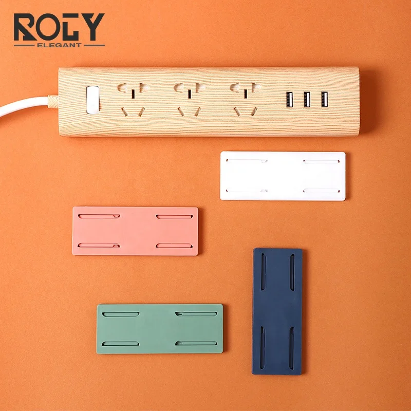 Multi Function Punch Free Reusable Adapter Fixer Wall Mounted Plastic Self Adhesive Power Strip external fixator