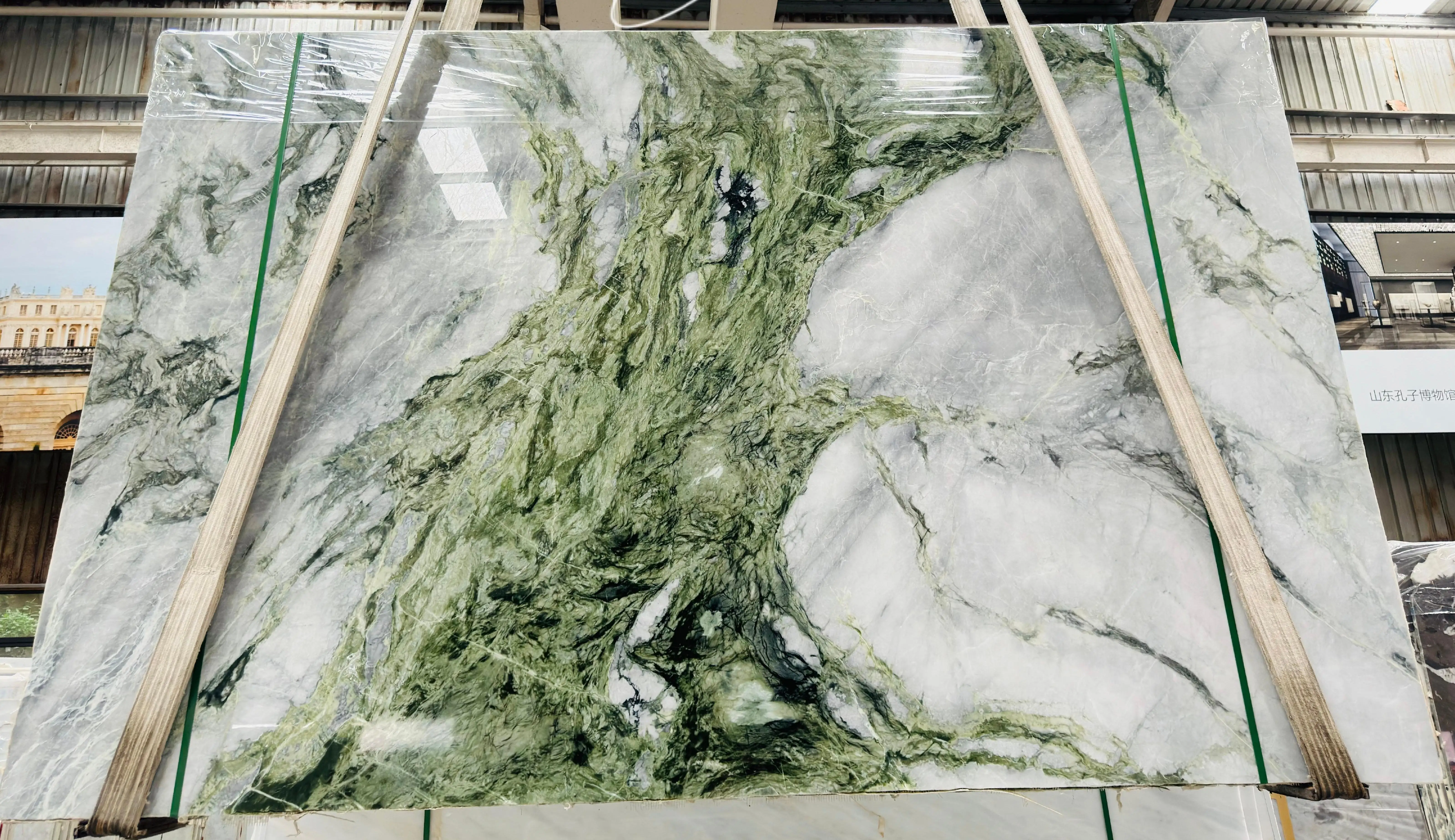 Natural marble stone polished slab Jade green marble  slab tile for interior decoration