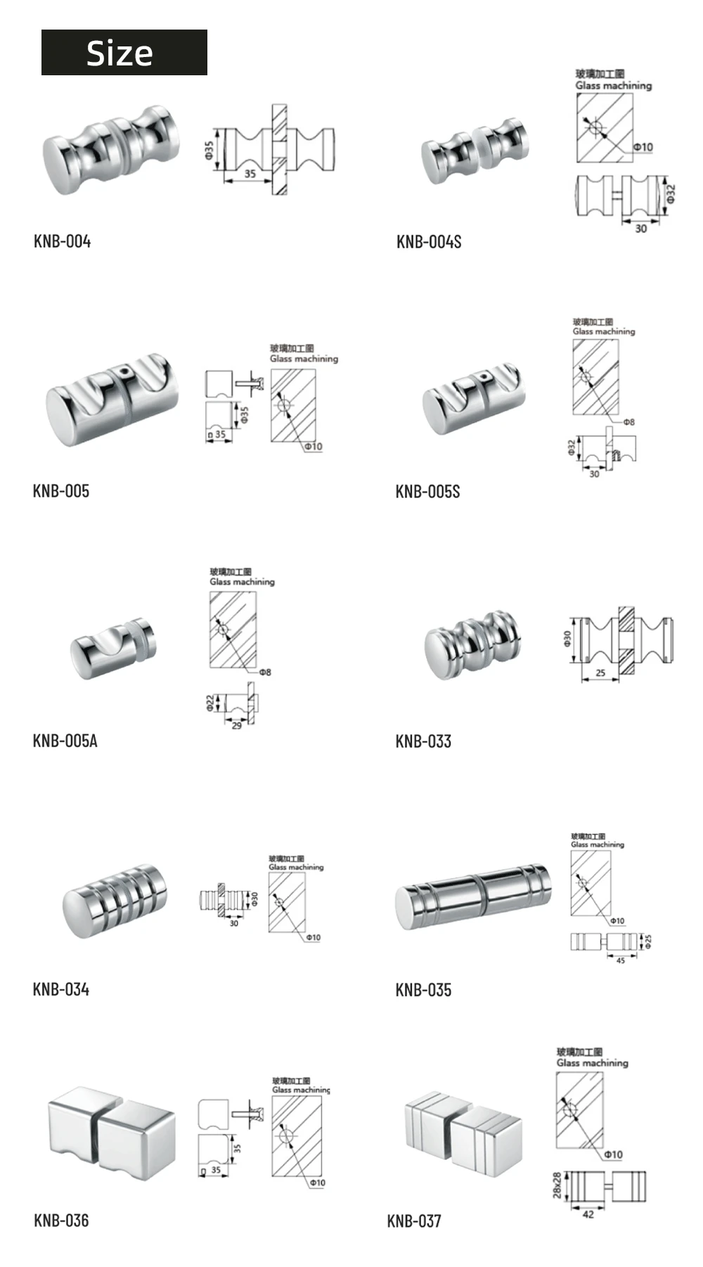 Bathroom Knob aluminum Alloy Stainless Steel Shower Glass Door Knob small Glass Door Knob