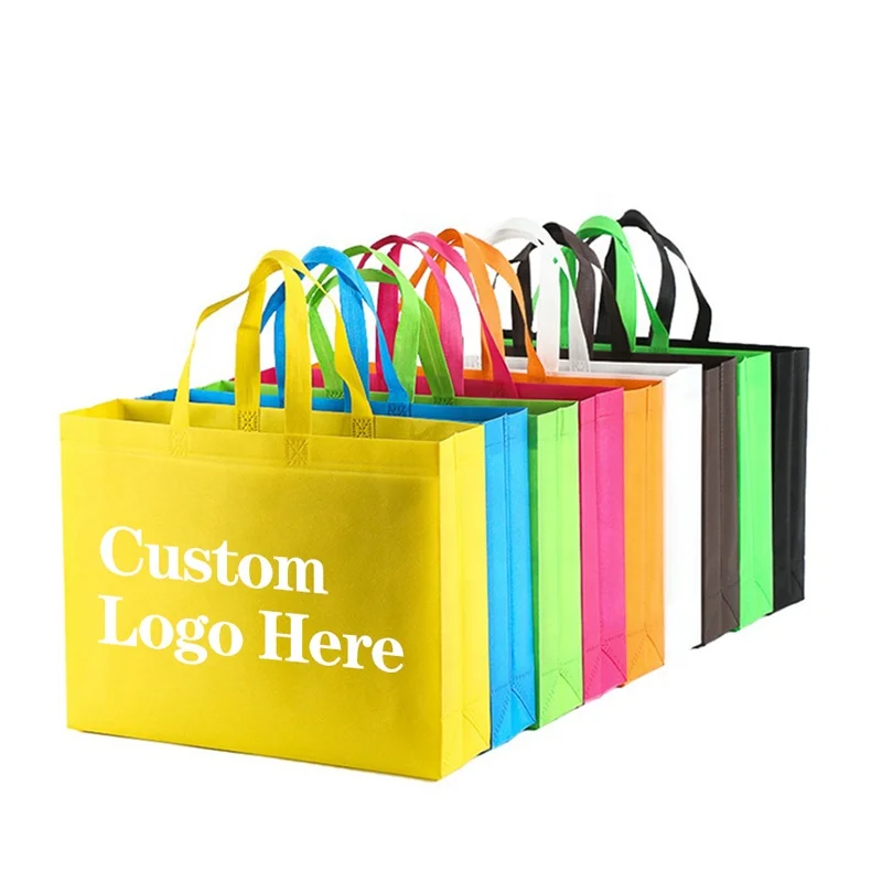 Custom Logo Print Supermarket ECO Reusable Shopping Tote Non woven bag