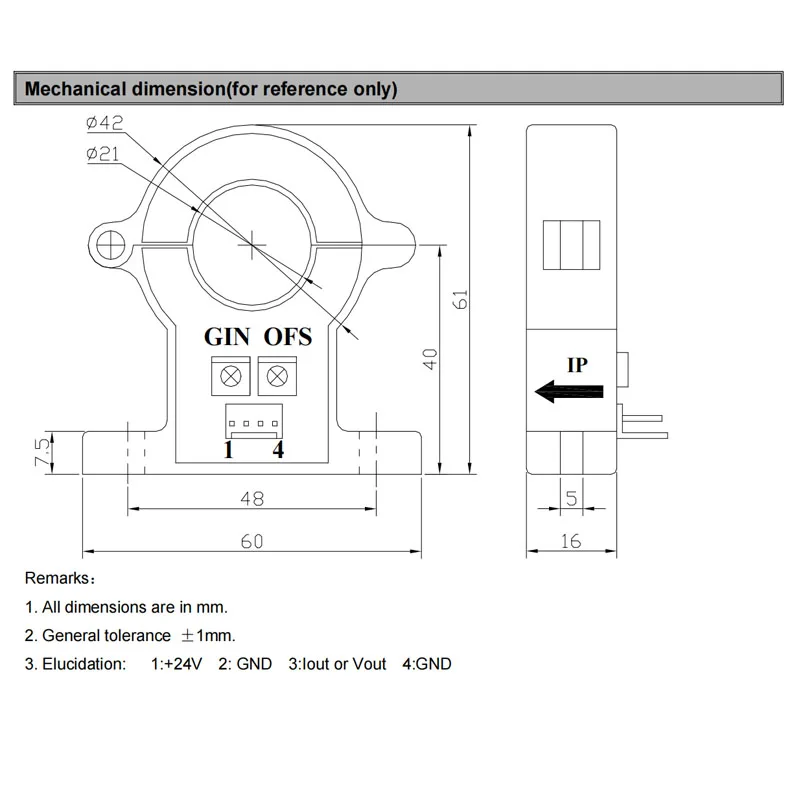 Hall effect current sensor QNDBK1-21 AC DC 30A 50A 100A 200A / 4~20mA 10V 5V Split core current transmitter Current Transducer