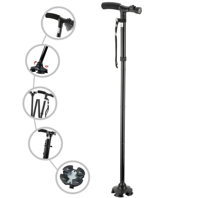 Best Selling Products Aluminum Medical Crutches For Old People Walking Stick With led Light