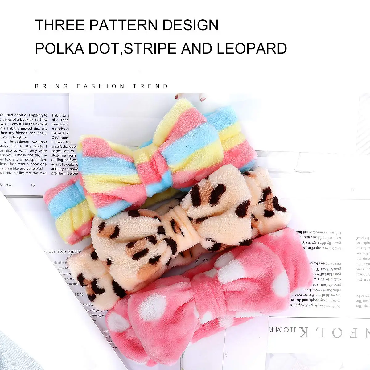 Wholesale Bow Hair Band Soft Coral Fleece Head Wraps Spa Facial Headband For Women
