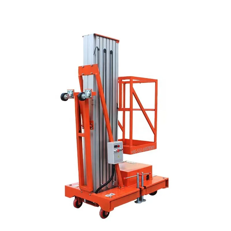 CE certificated small 4m 12m 22m electric hydraulic aluminum lift single mast platform man lift