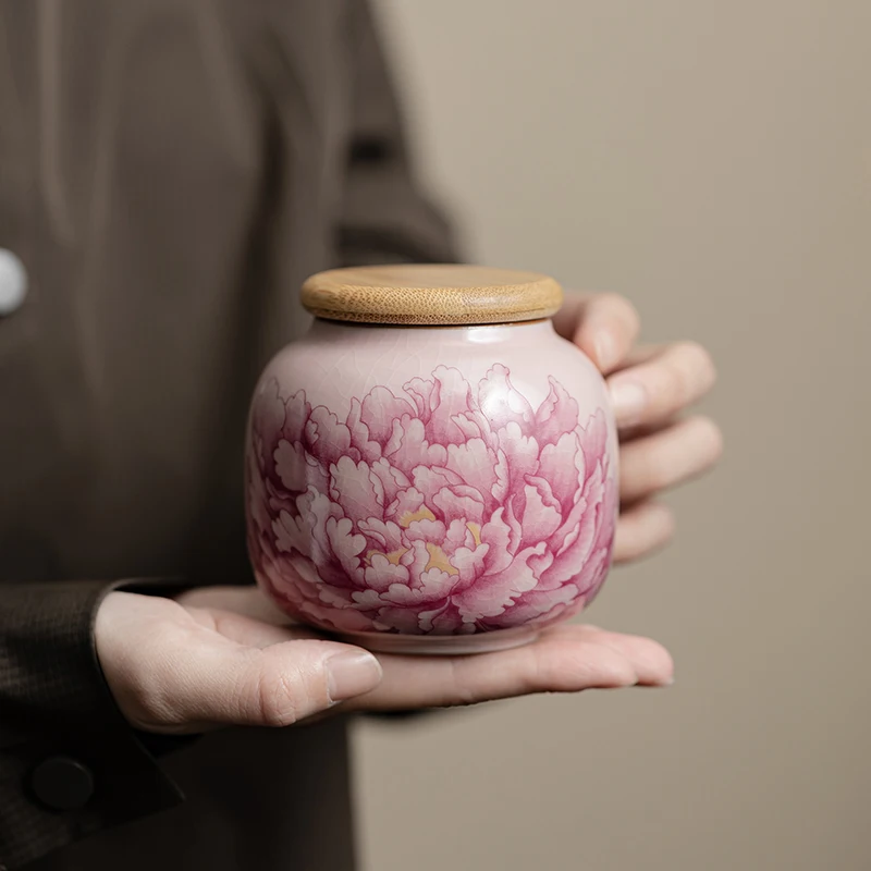 Pink Ru Kiln пион чайный горшок бытовой керамический герметичный с портативной керамической крышкой Guofeng который можно поднять аксессуары для бара