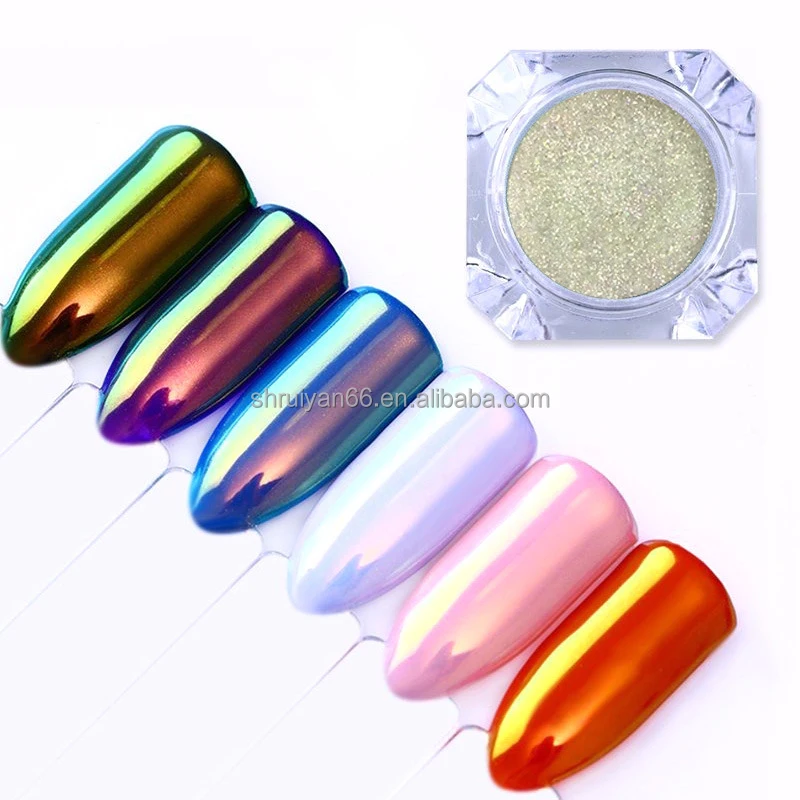 Mirror Effect Chrome Nail Powder Magic Mermaid Optical Chameleon Powder High Gloss Glitter