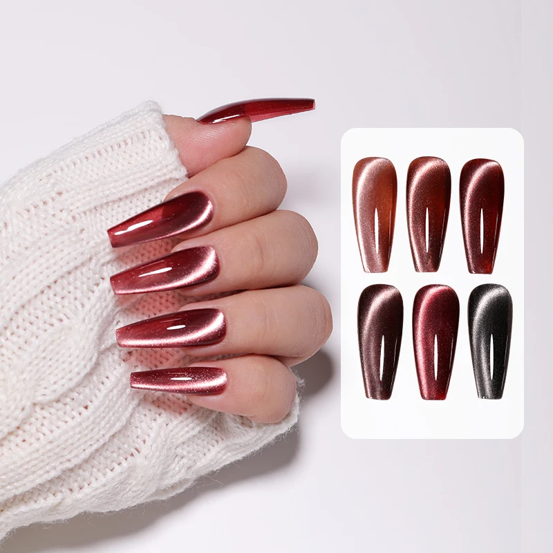 6 Colors 10ml Maillard Highlight Cat Eyes Magnetic Gel Nail Polish 9d Silk Cateye Gel Aurora Shell Thread Cateye Gel