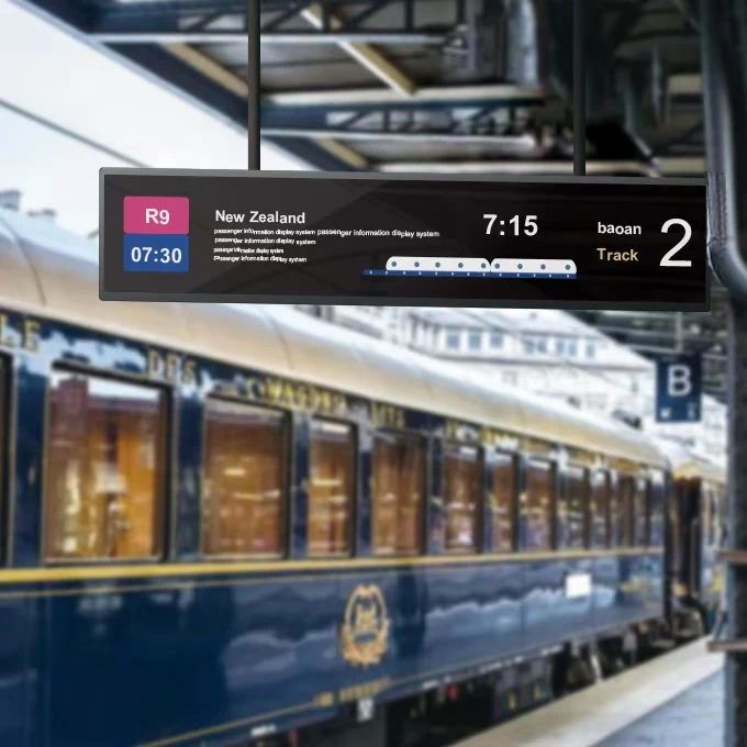 2000nits Semi-outdoor Wall Hanging Airport Digital Signage Digital Shelf Edge Ultra Thin Advertising LCD Stretch Bar Display