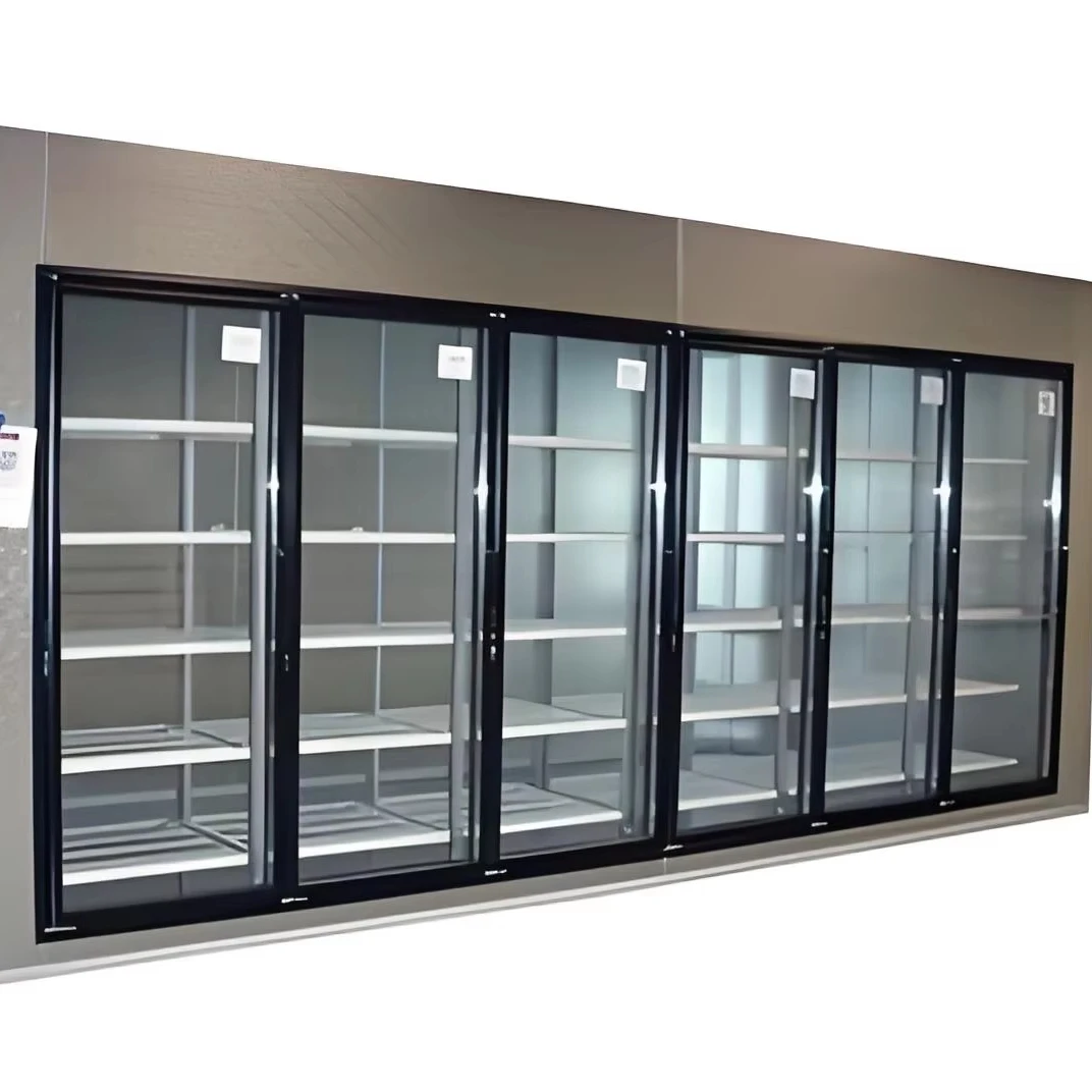 Supermarket fruit storage walk in cooler walk in freezer panel tempered laminated glass door factory