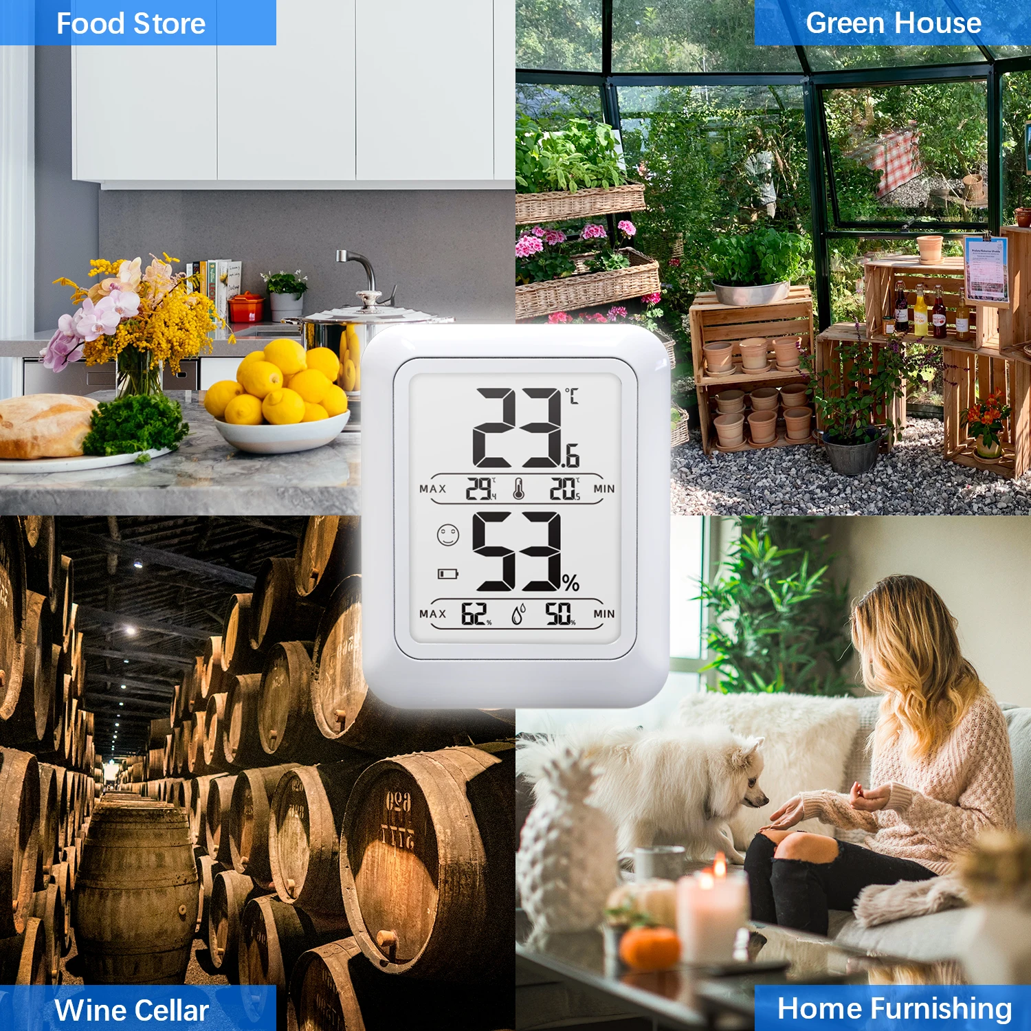 Mini indoor Weather StationTemperature Sensor Gauge LCD Display  Home Digital Thermometer Hygrometer