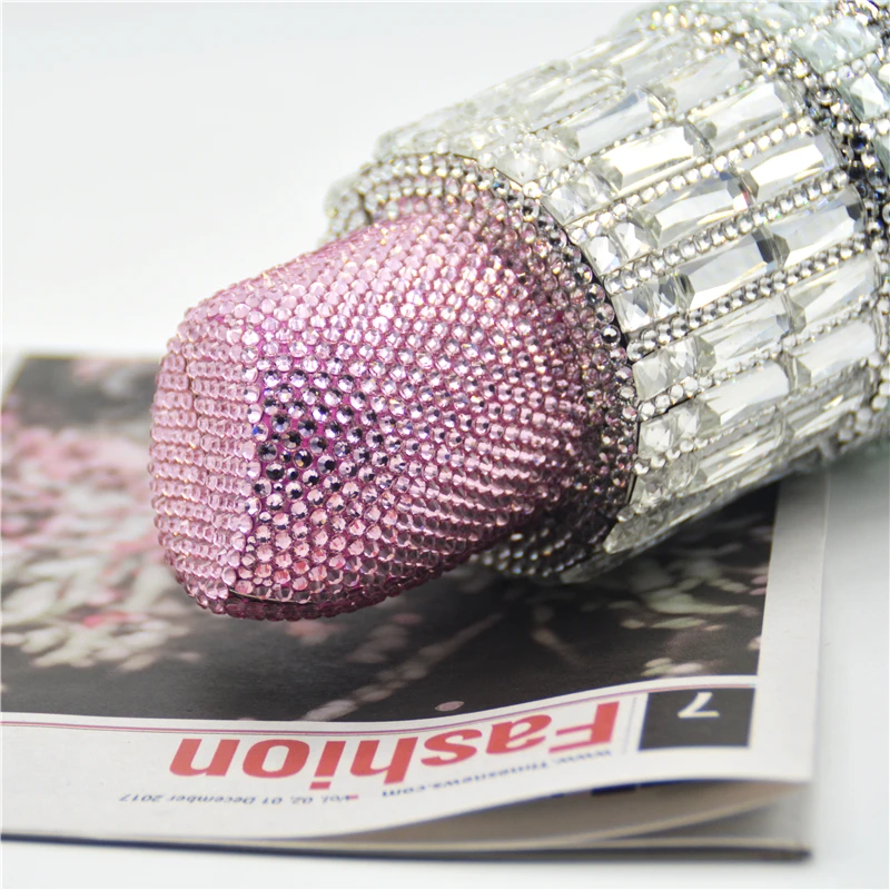  Wholesale Luxury Hot Sale Rhinestone Clutch Crystal Purses Evening Bags Handbag Wedding Diamond Lipstick