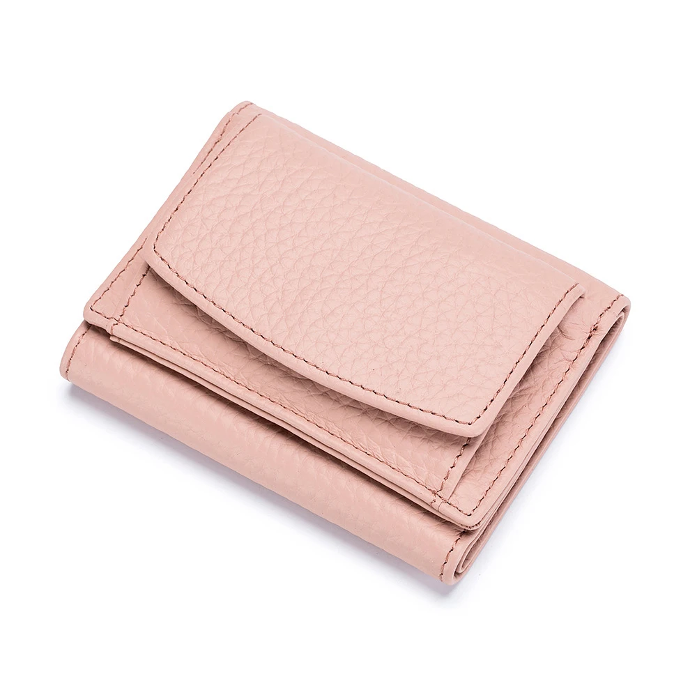 YIMYIK High Quality PU Luxury Wallet Litchi Pattern RFID Pink Short Mini Ladies Purse