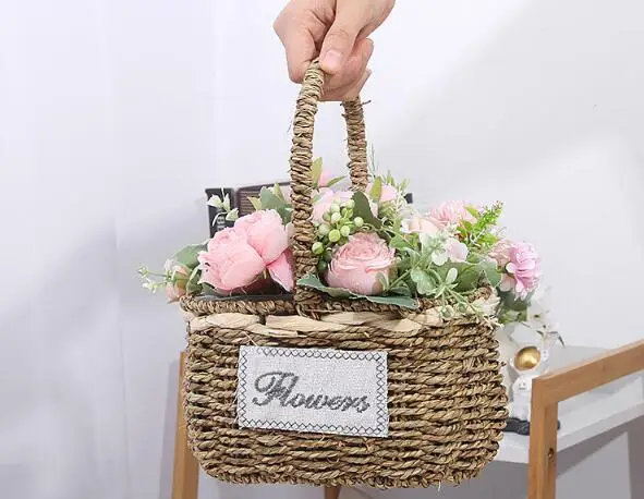 Hot Sale Round Shape Hanging Flower Metal Wire Grass Baskets For Home Decoration Gift Hamper Gift Basket