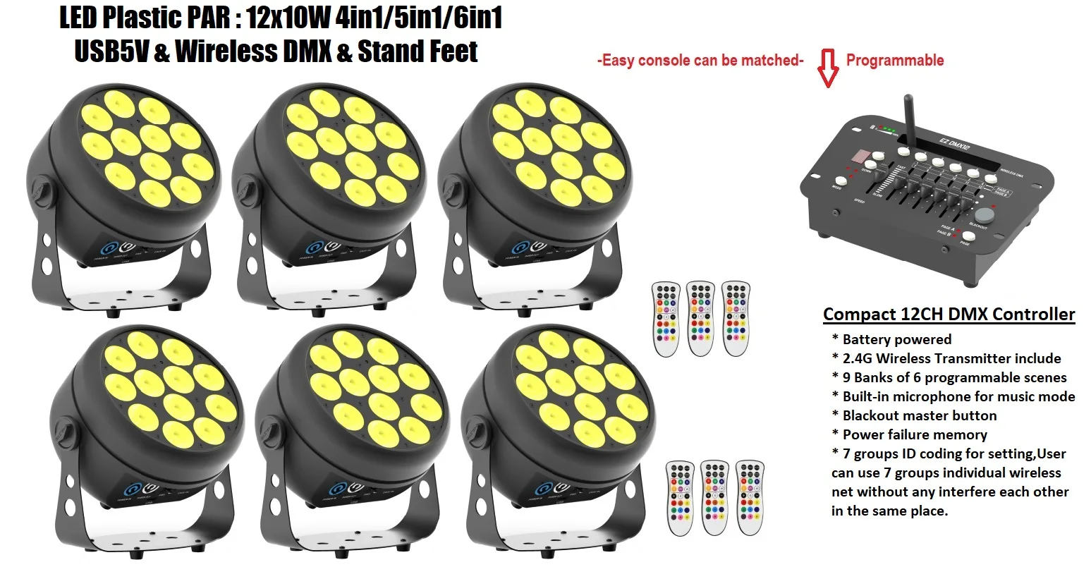 12CH мини Dmx 512 контроллер с батарейным питанием 2 4 ГГц беспроводной пульт освещения СИД сценическое освещение