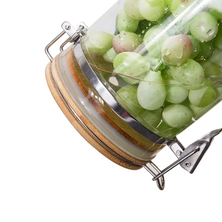 Klarglas Vorrats glas Kaffeebohne & Küche Lebensmittel behälter mit natürlichen hochwertigen Bambus deckel luftdichten Glas