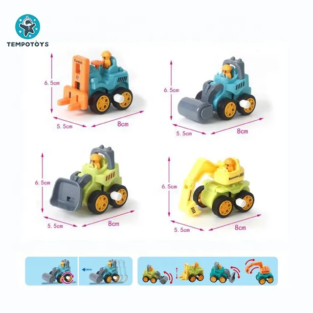 Tempo Toys Cute Small Car Toys Mini Truck Set Engineering Vehicle Kids Friction Toy Vehicle
