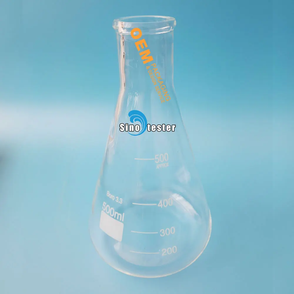 Laboratory Equipment Glass 250Ml Conical Flask Wide Neck Bottle