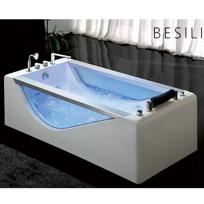  Лучшая акриловая Роскошная массажная ванна jaccuzi для телевизора прямоугольная гидромассажная Ванна двух человек