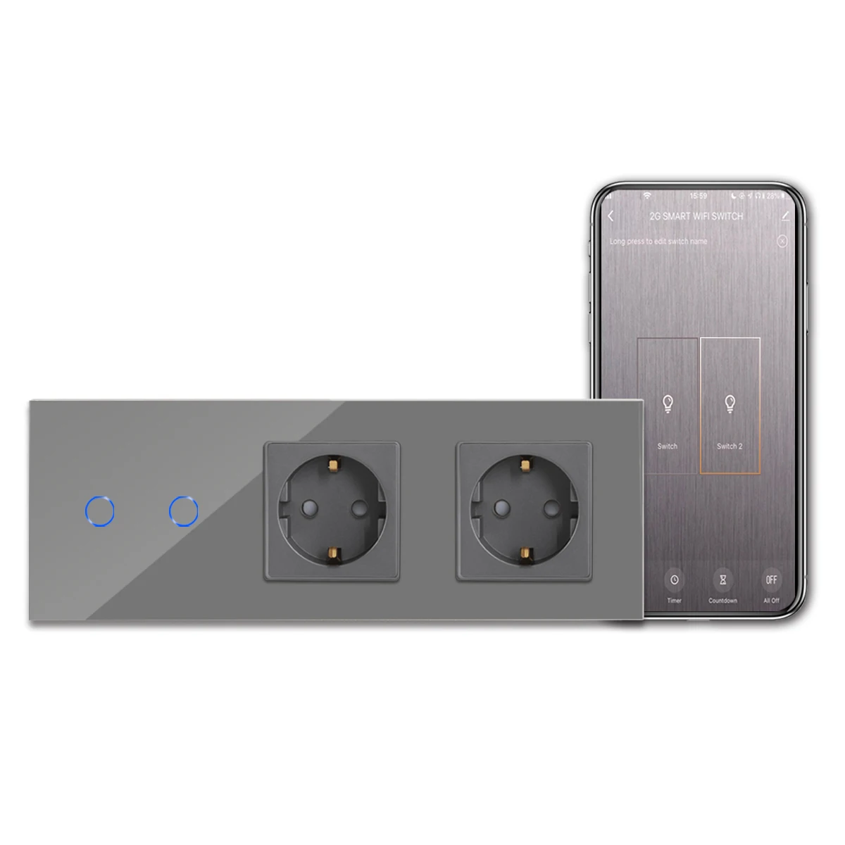 Bingoelec тройной стеклянный экран Сенсорная панель 228 мм умный Wi-Fi настенный сенсорный выключатель и двойная розетка умный дом