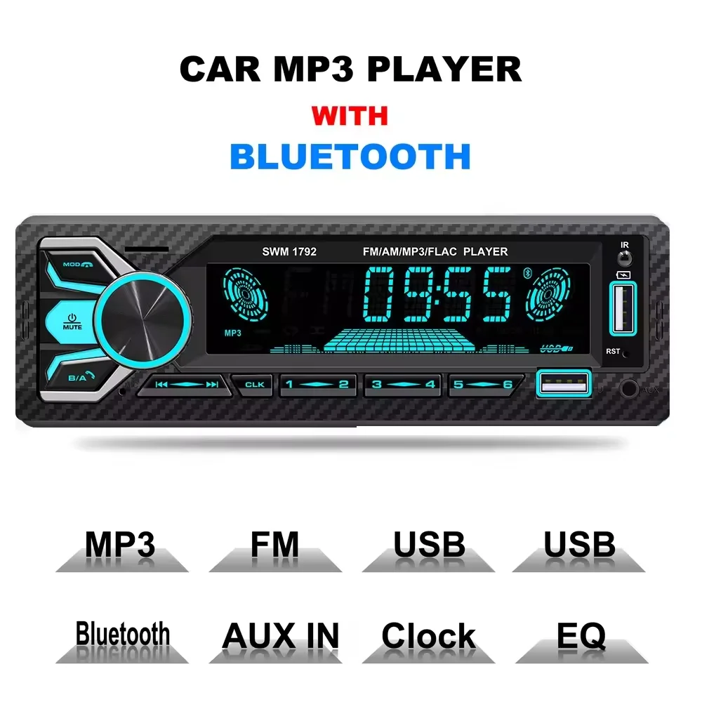 Model 1792 1 din with BT hands-free support phone charging with 2USB FM AUX car mp3 player find a car function car radio 1 din
