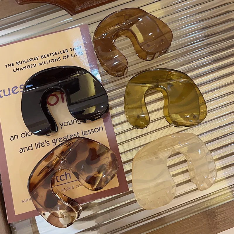 New Vintage Versatile Hair Shark Clips Simple Temperament U Shape Hair Claw Clips Women Colorful Hair Claw Accessories