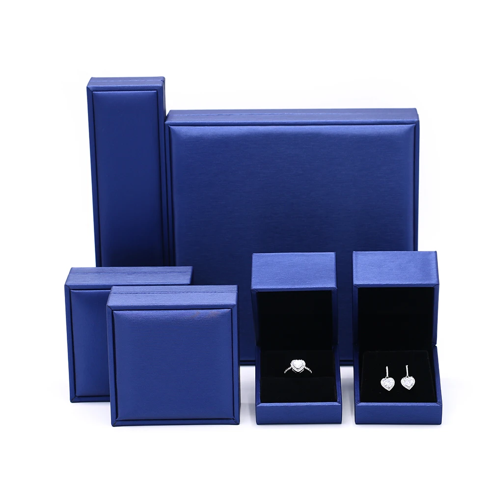 Wholesale Custom Logo Royal Blue Pu Leather Jewelry Packaging Earrings Pendant Bracelet Bangle Wedding Ring Box