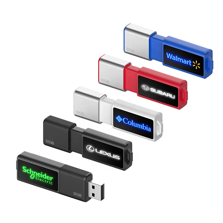 Custom usb with LED lighting logo UP195 slide usb flash disk 2.0 3.0 memory pen drive usb