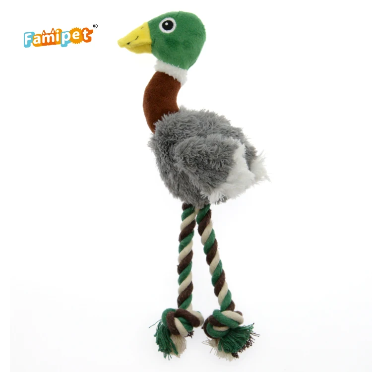 
New Design Birds Shape Interactive Squeaky Rope Legs Plush Dog Toys 