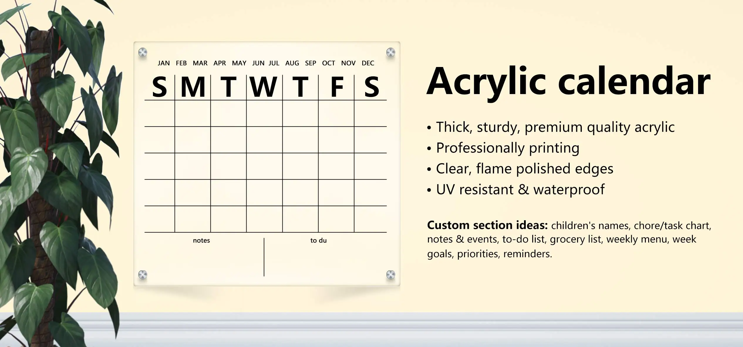 custom single sided planner whiteboards refrigerator 3 set pink acrylic perpetual calendar magnets acrylic for wall