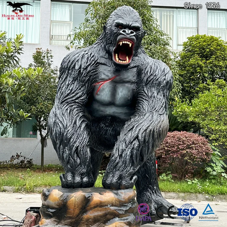 Animotronic Gorilla King Kong Realistic Simulation Animal Model Gorilla Statue Custom for Theme Park Display