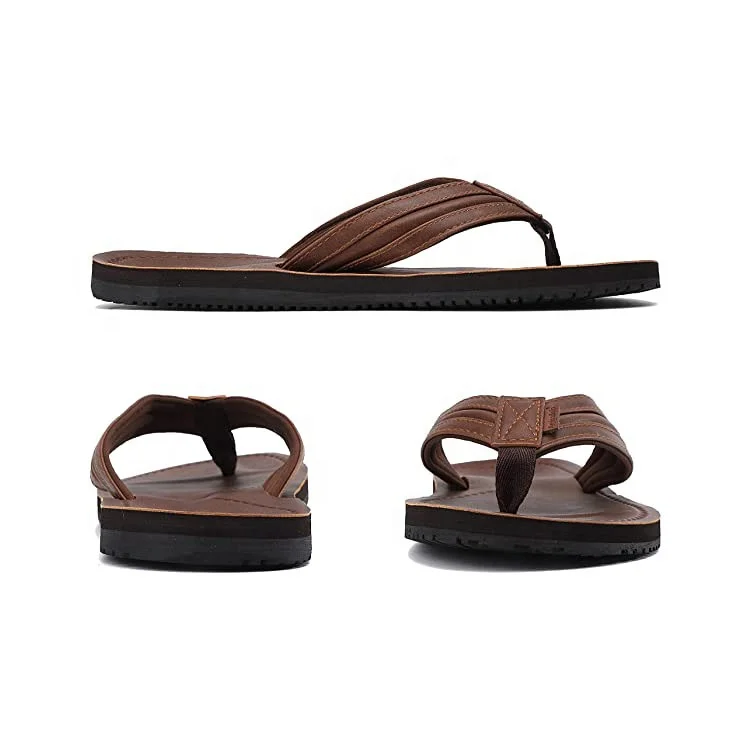 Flip Flops Mens Thong Sandals Leather Casual Comfort Flat Slides Slippers