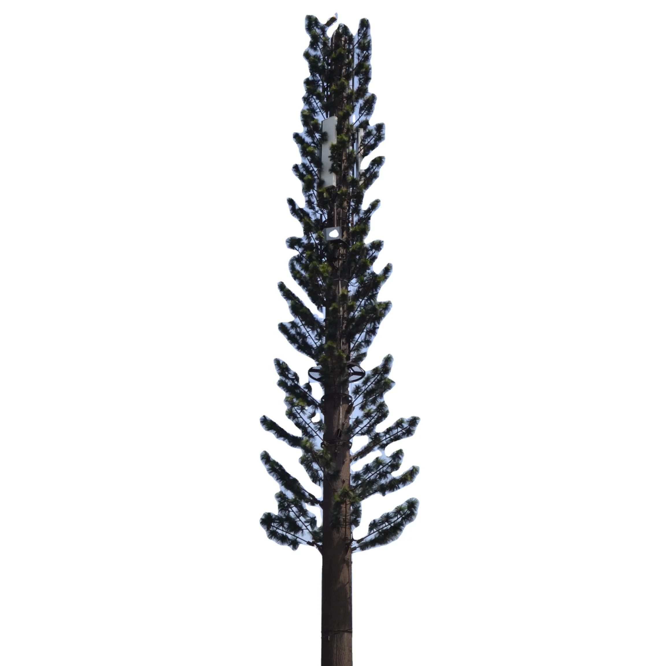 Galvanized Steel Tube Artificial Palm and Pine Tree Tower with Barks