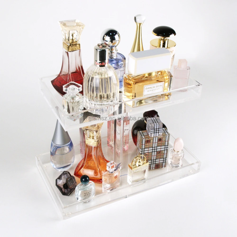 Custom Clear Acrylic Rectangle tray Lipstick Eye Shadow Holder display stand perfume