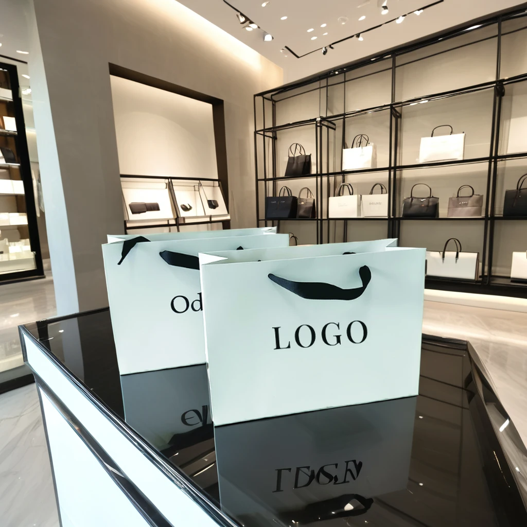 Luxury Boutique Jewelry Small Gift Packaging-Custom Print Logo Hot Stamping Art Paper Cotton Handle Ribbon Premium Paper Bag