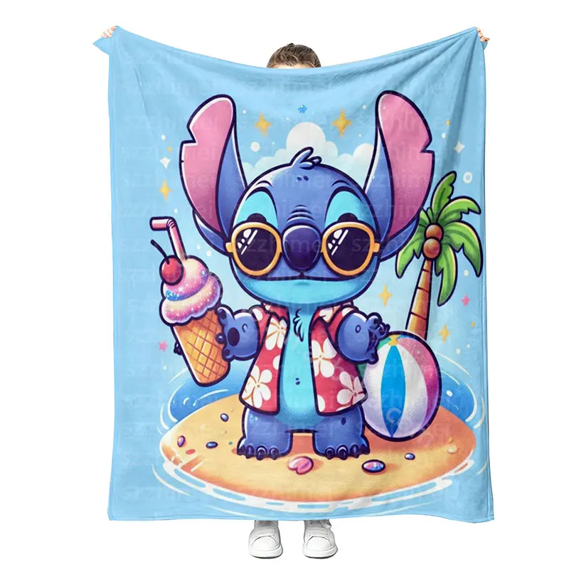 NOT MOQ Custom 3D Print Fashion Cute Stitches Baby Kids Sublimation Flannel Fleece Super Soft Throw Blankets