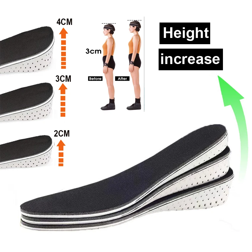 Unisex Height Increasing Insoles Memory Foam Invisible Increased Heel Lifting Inserts Shoe Lifts Shoe Pads Elevator Insoles