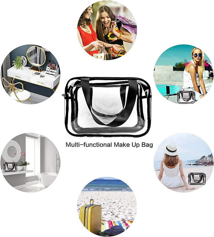 Clear Cosmetics Bag Toiletry Bag, Large Clear Travel Bag for Toiletries, Waterproof  Draining Transparent Makeup Bag Tote Bag