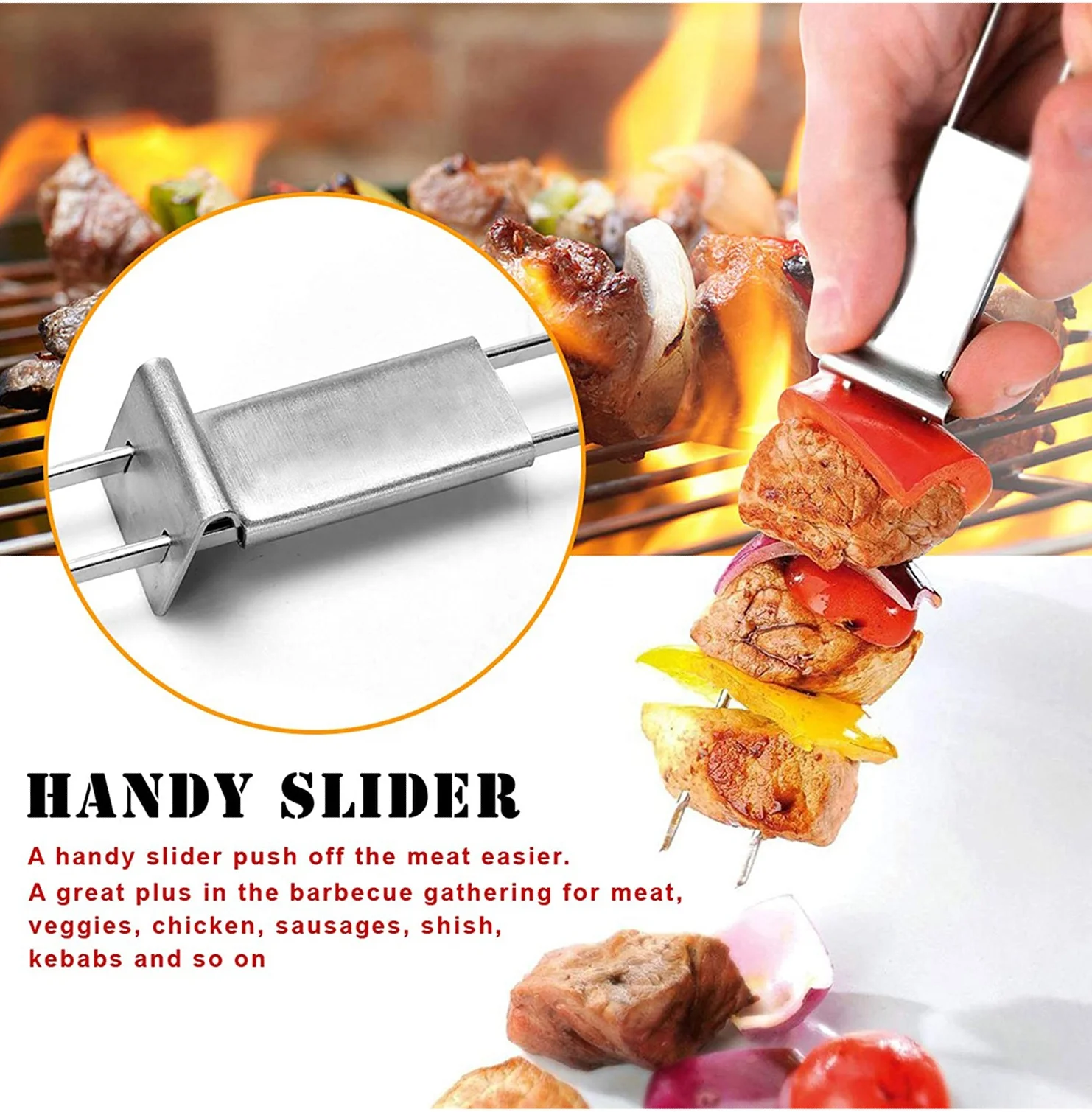 Professional Stainless Steel Grilling Skewers with Slider