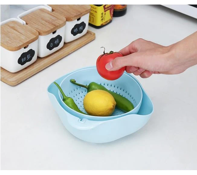 Double-layer reversible salad sink new Nordic draining basket eco-friendly plastic sink home use draining basket kitchen